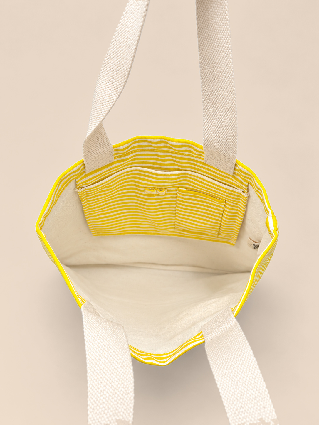 Yellow Stripes tote, interior