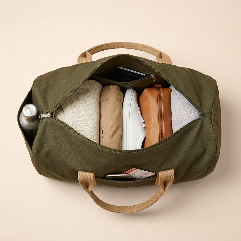 Olive Green duffle, interior