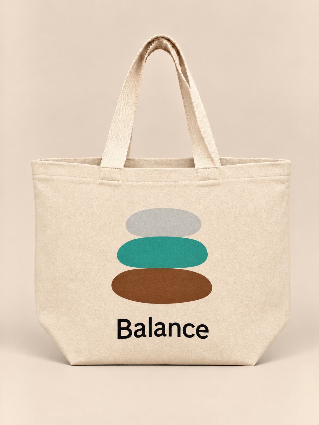 Balance cinch tote, studio print side