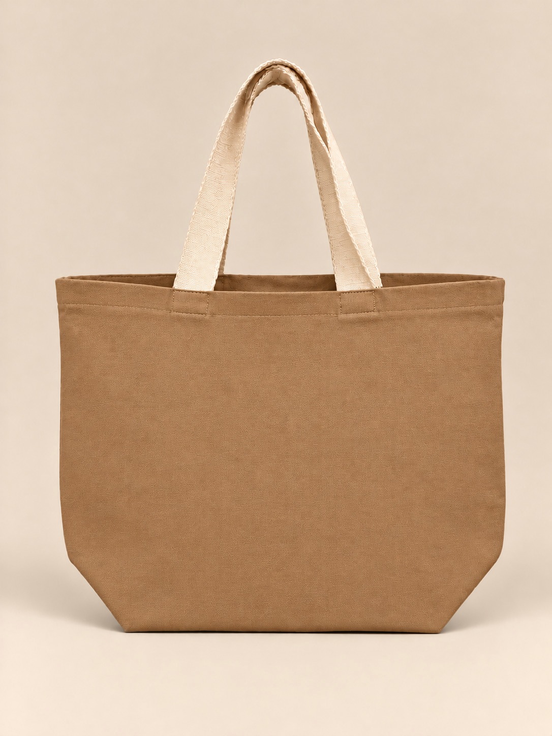 Brown Canvas cinch tote, studio plain side