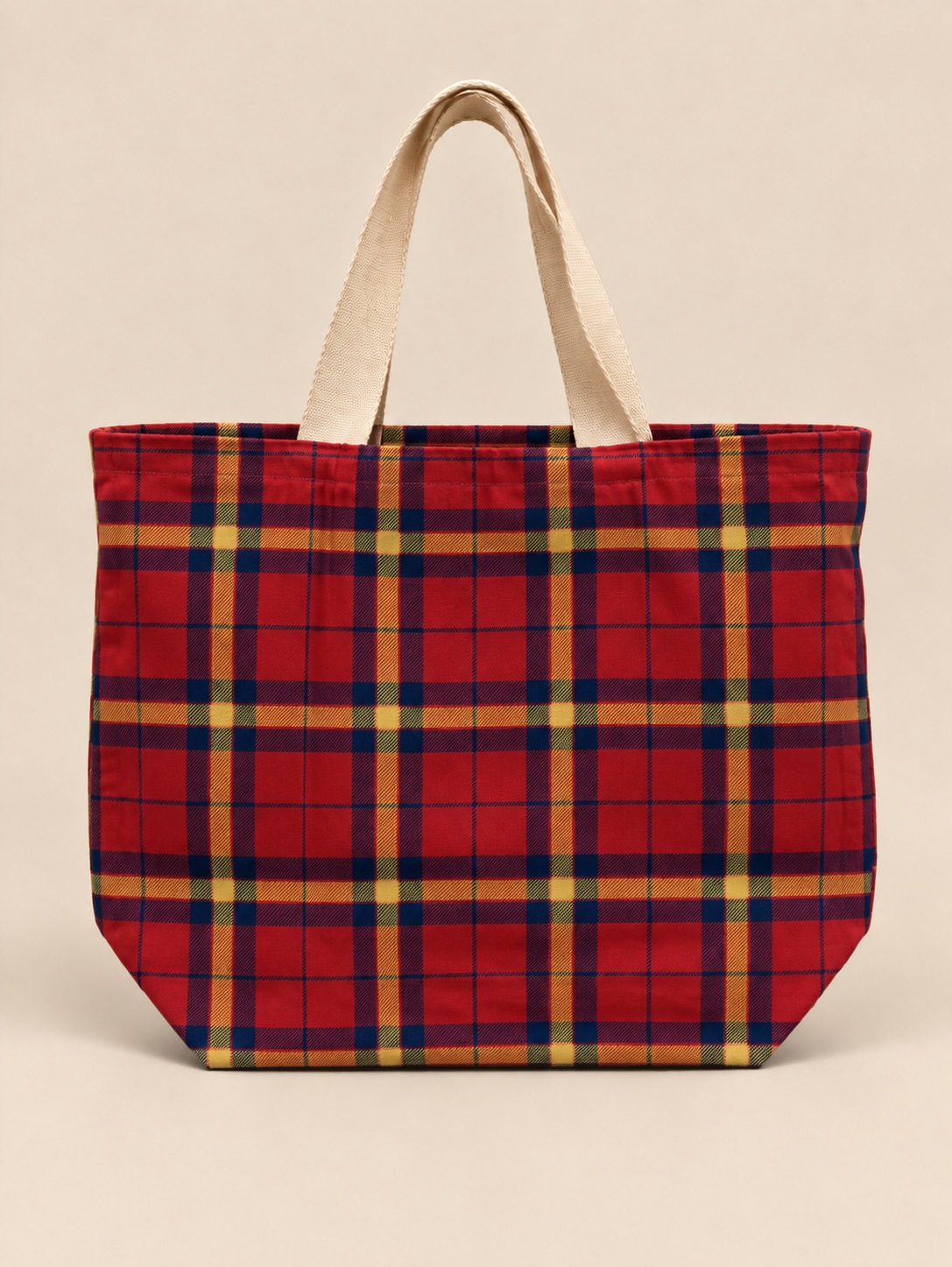 Checks cinch tote, studio plain side