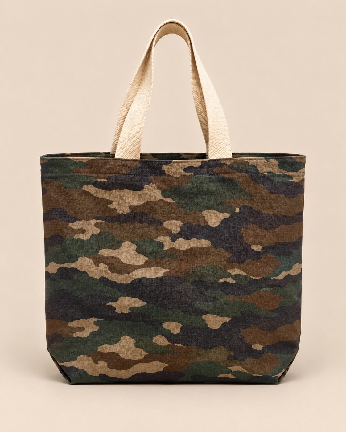 Camo cinch tote, studio plain side