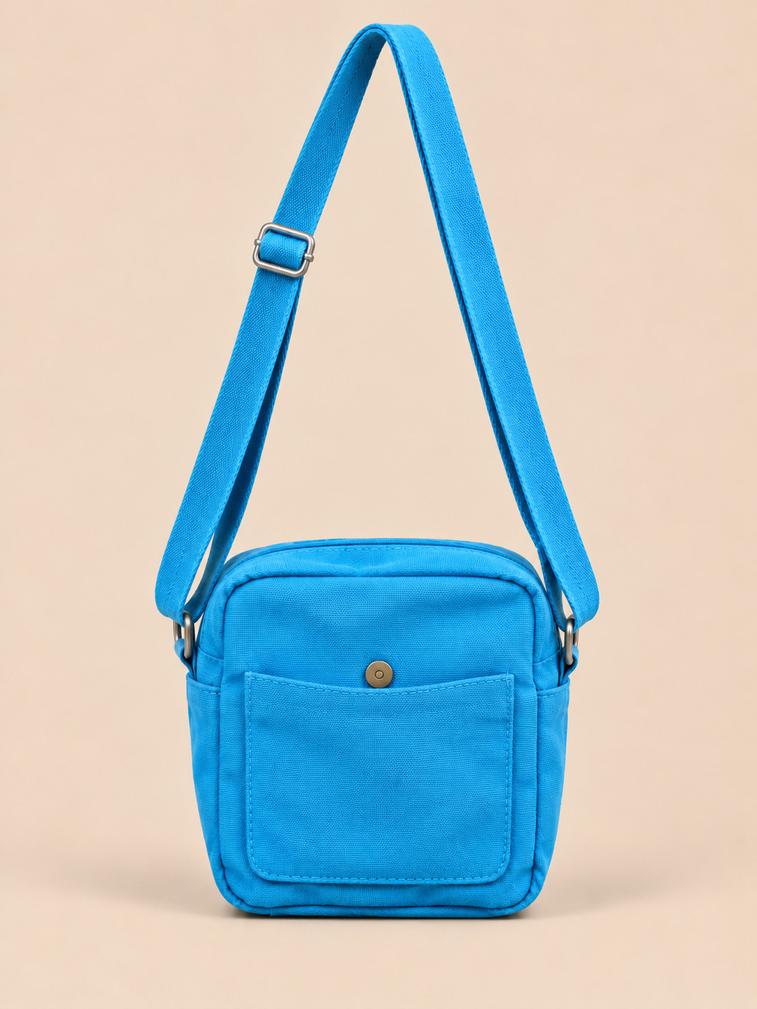 Bright Blue cross body bag, magnetic button pocket