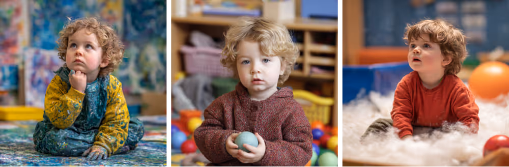 Images of young children at a play school