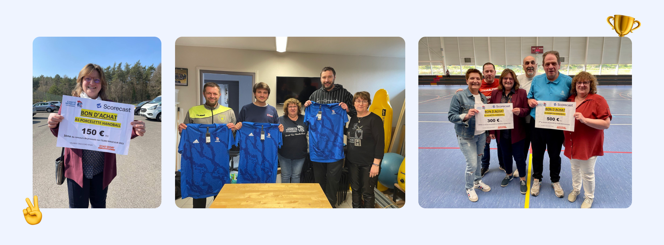 Trois images de bons d'achats pour les vainqueurs