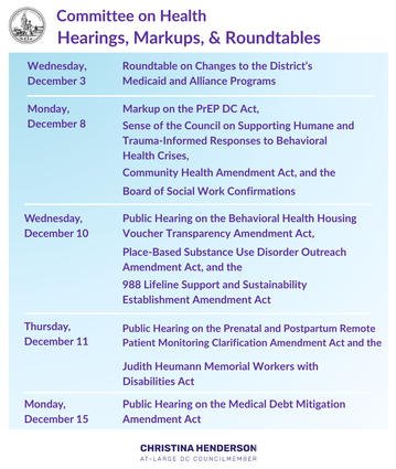 December Hearing Schedule 