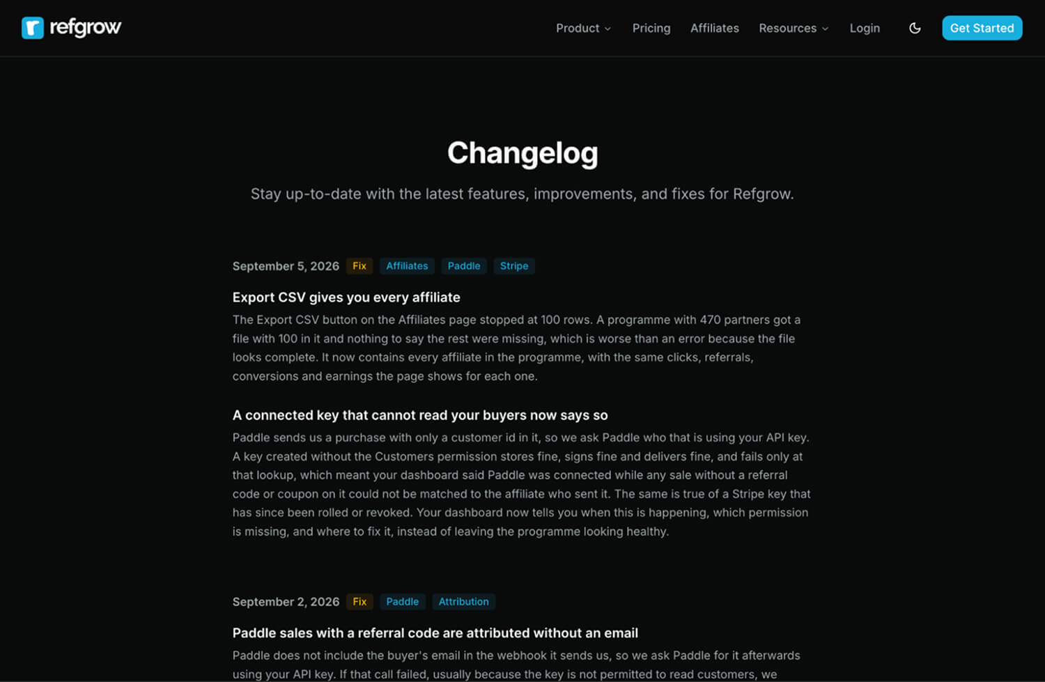 Refgrow changelog July-September 2026