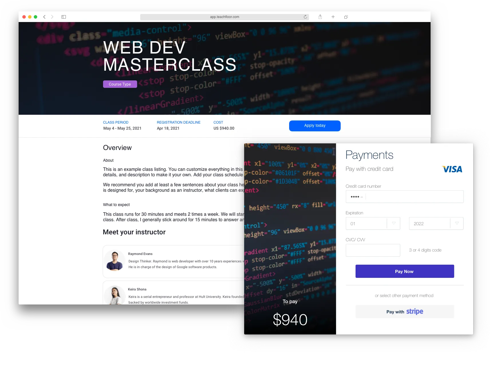 Online course platform - Enroll