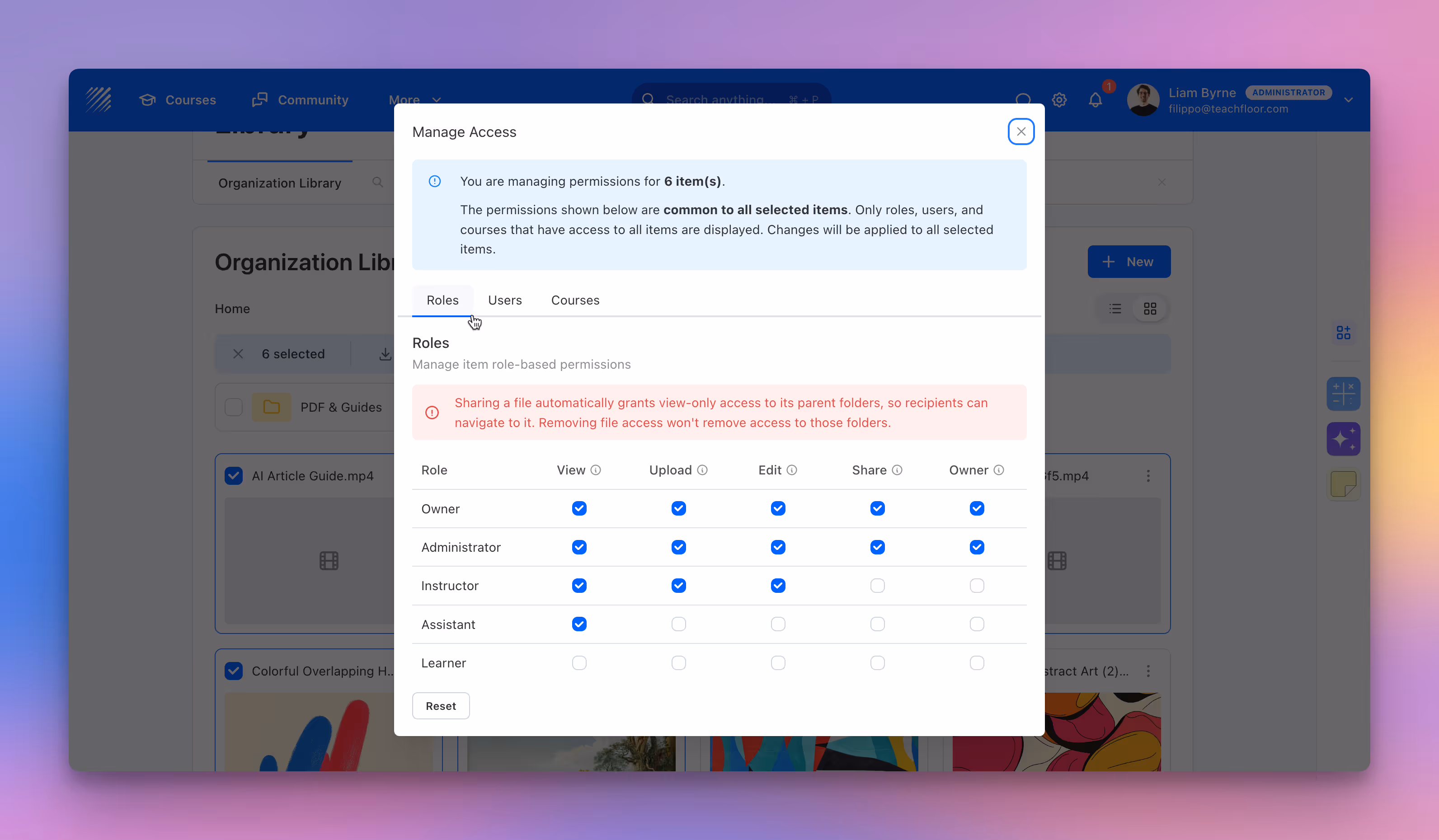 Library: Organize and Share Course Materials