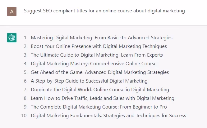 create course using ChatGPT
