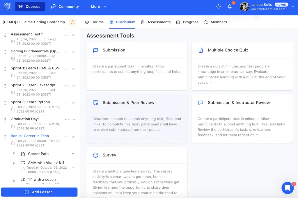 Assessment tool for peer learning approach