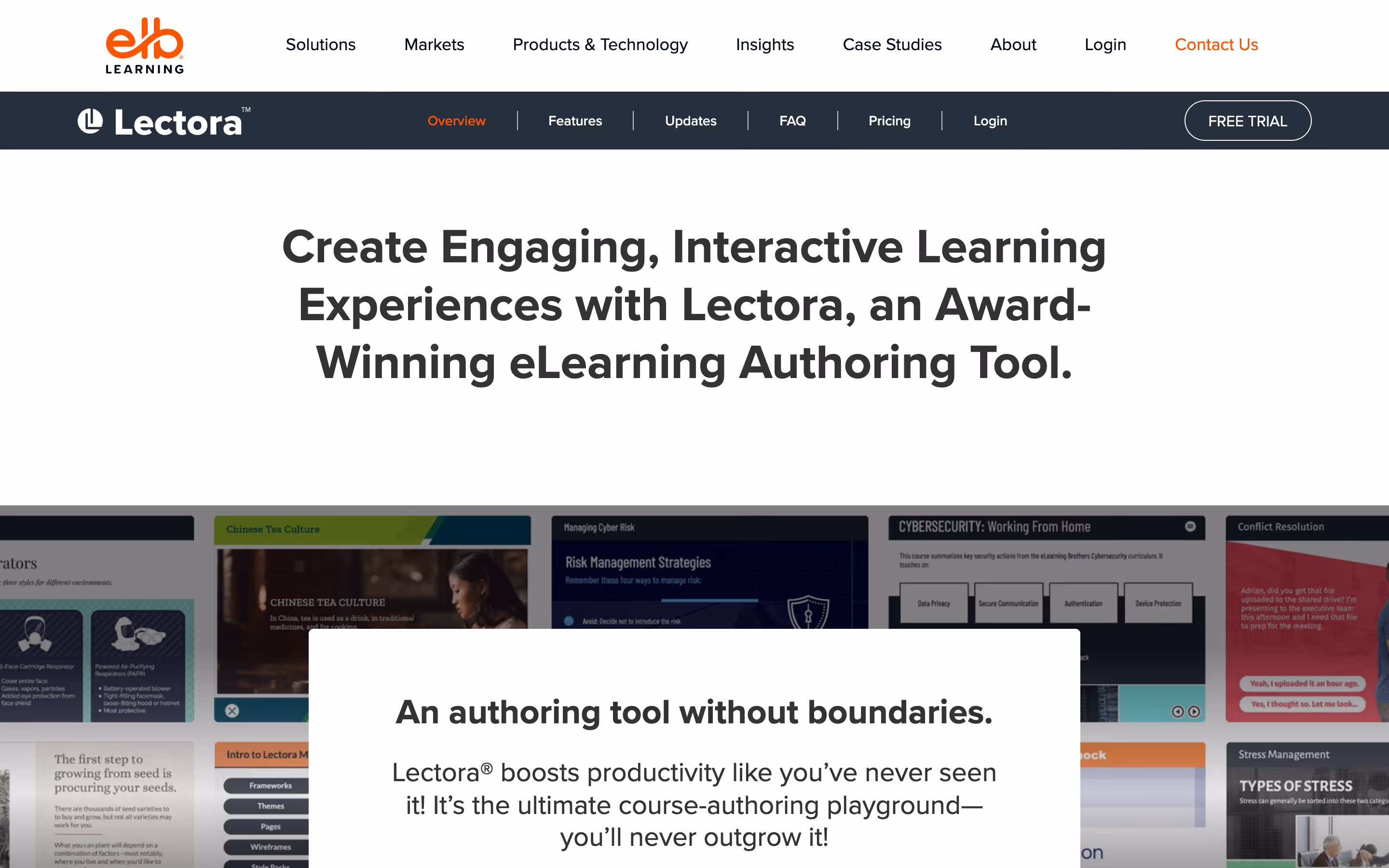 Lectora by ELB Learning homepage hero section
