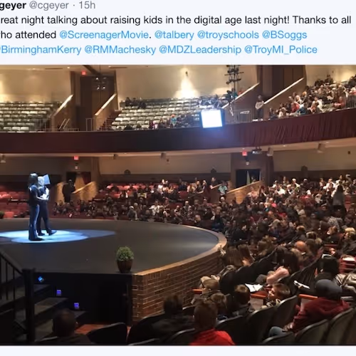 Screenagers filmmaker on stage