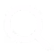 Magnifying glass search icon in white on transparent background.