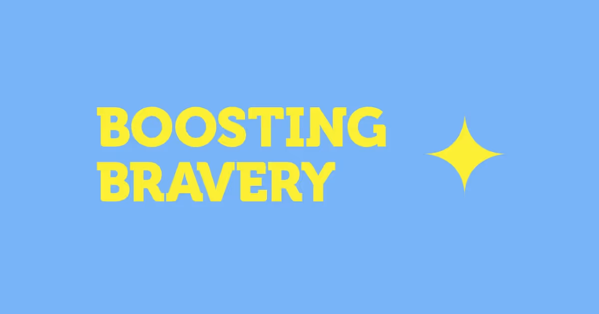 Boosting Bravery Logo (the words boosting bravery with a 4 point star next to it) 