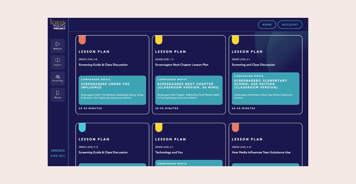 showing the curriculum on the screenagers project website
