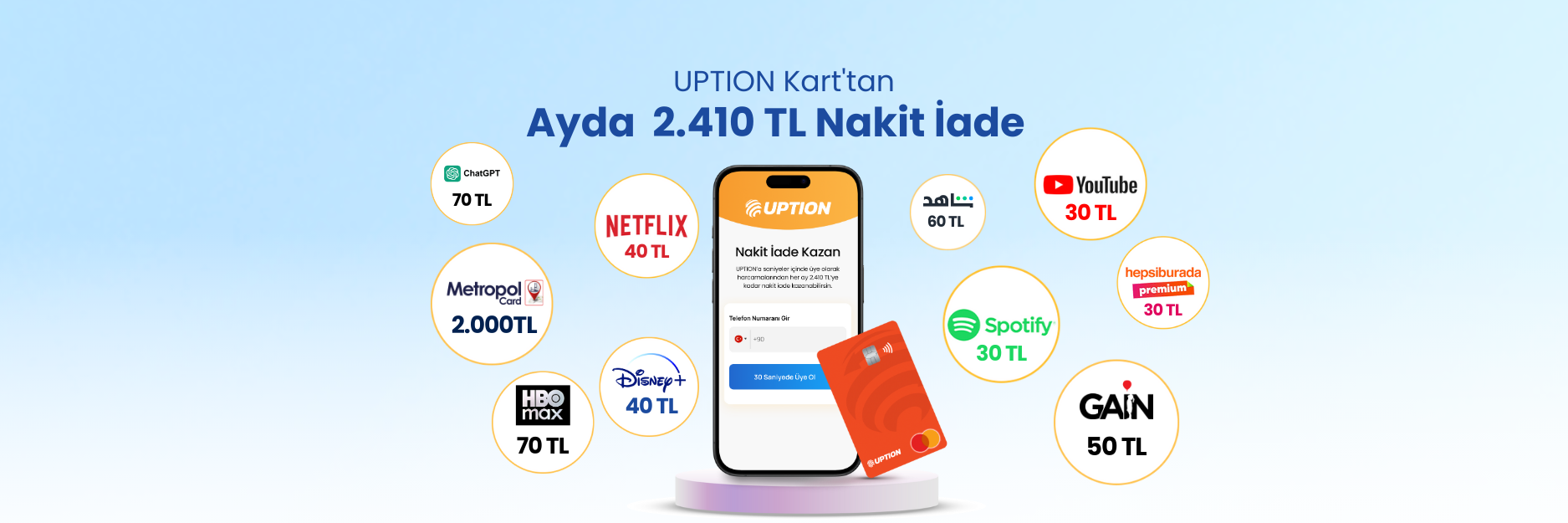 UPTION Kart'tan 2.410 TL Nakit İade!