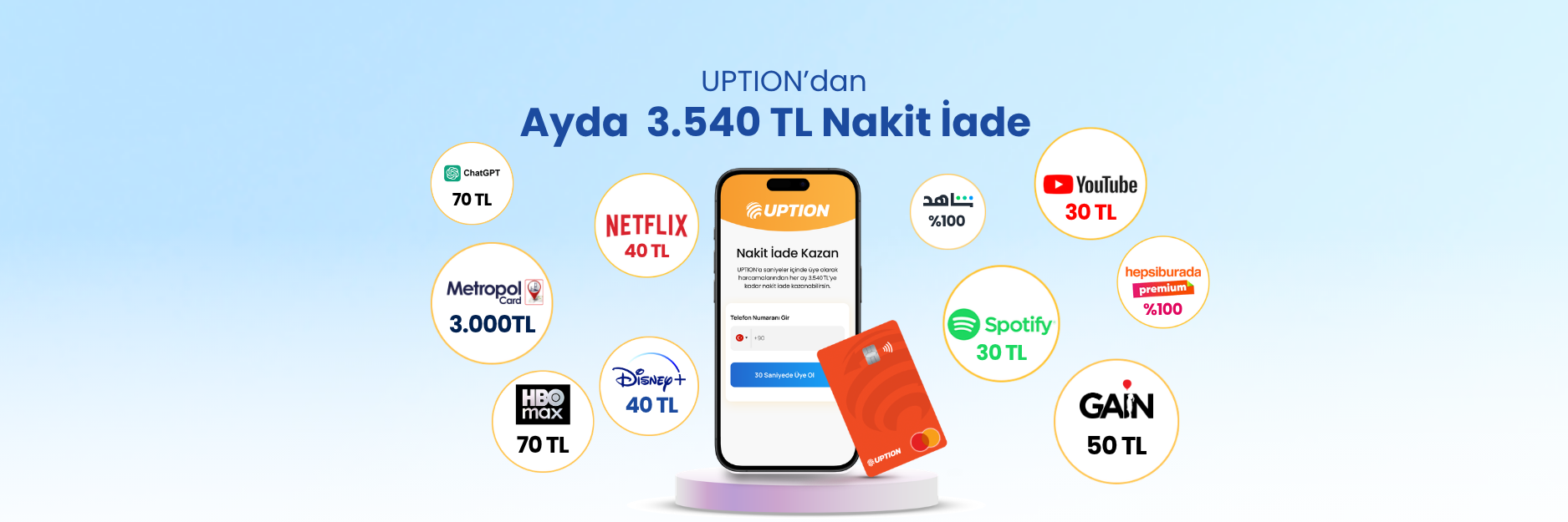 UPTION Kart'tan 3.540 TL Nakit İade!