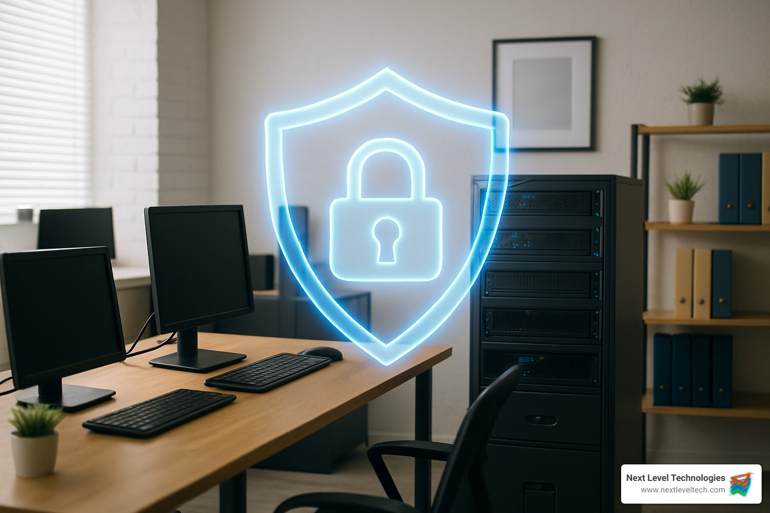 Security shield protecting small business IT infrastructure - it infrastructure for small business