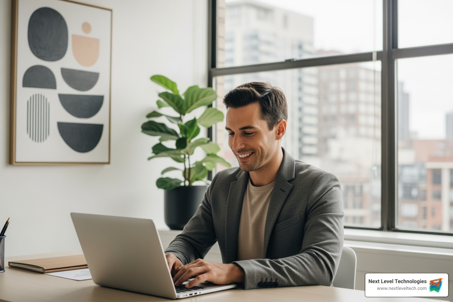 business owner confident working - secure it company