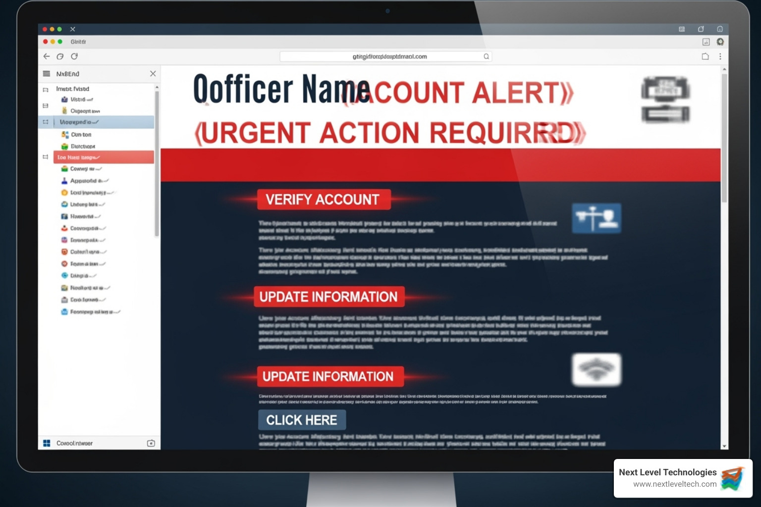 Phishing email example - Columbus cybersecurity services