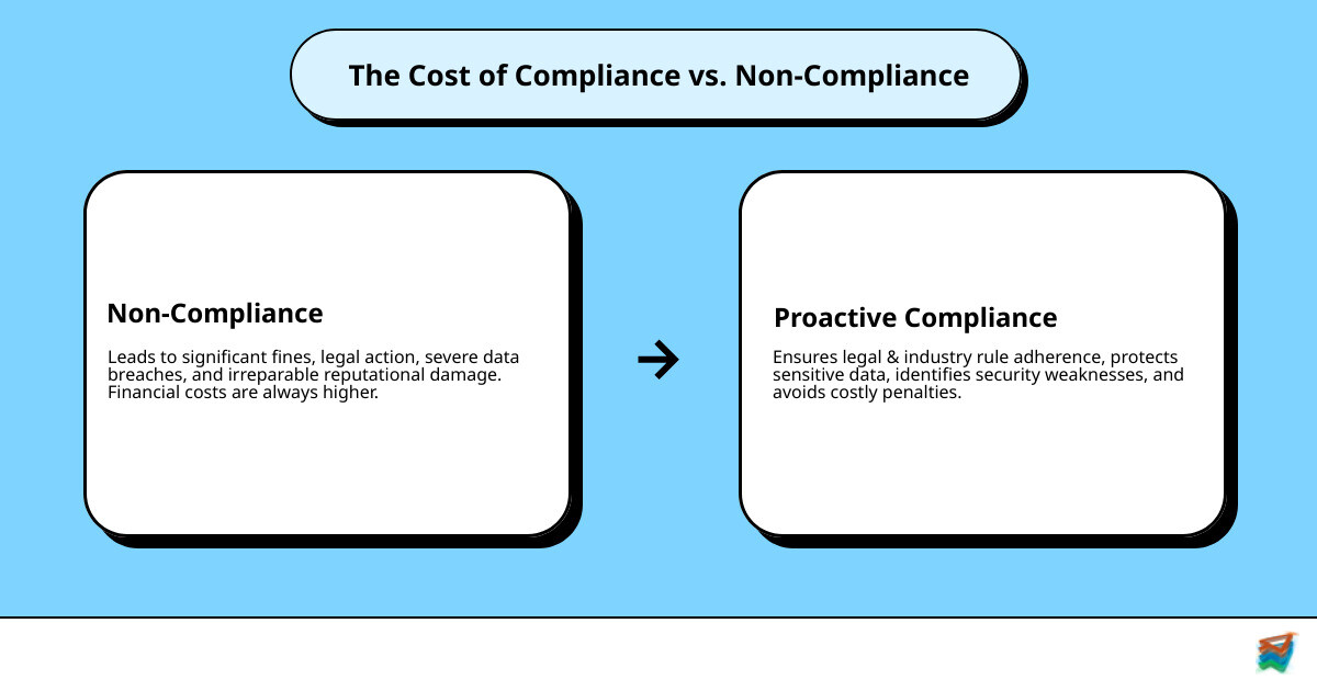 Infographic detailing the key benefits of implementing strong cybersecurity audit and compliance solutions, including reduced risk, legal protection, and improved trust - cybersecurity audit and compliance solutions infographic cause_effect_text