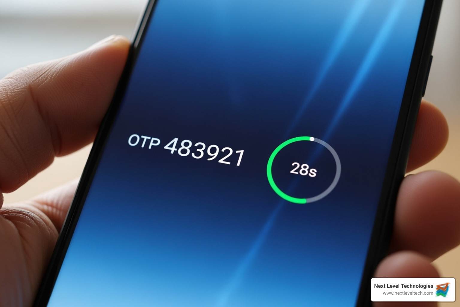 phone screen showing a 6-digit code with a countdown timer - authenticator app