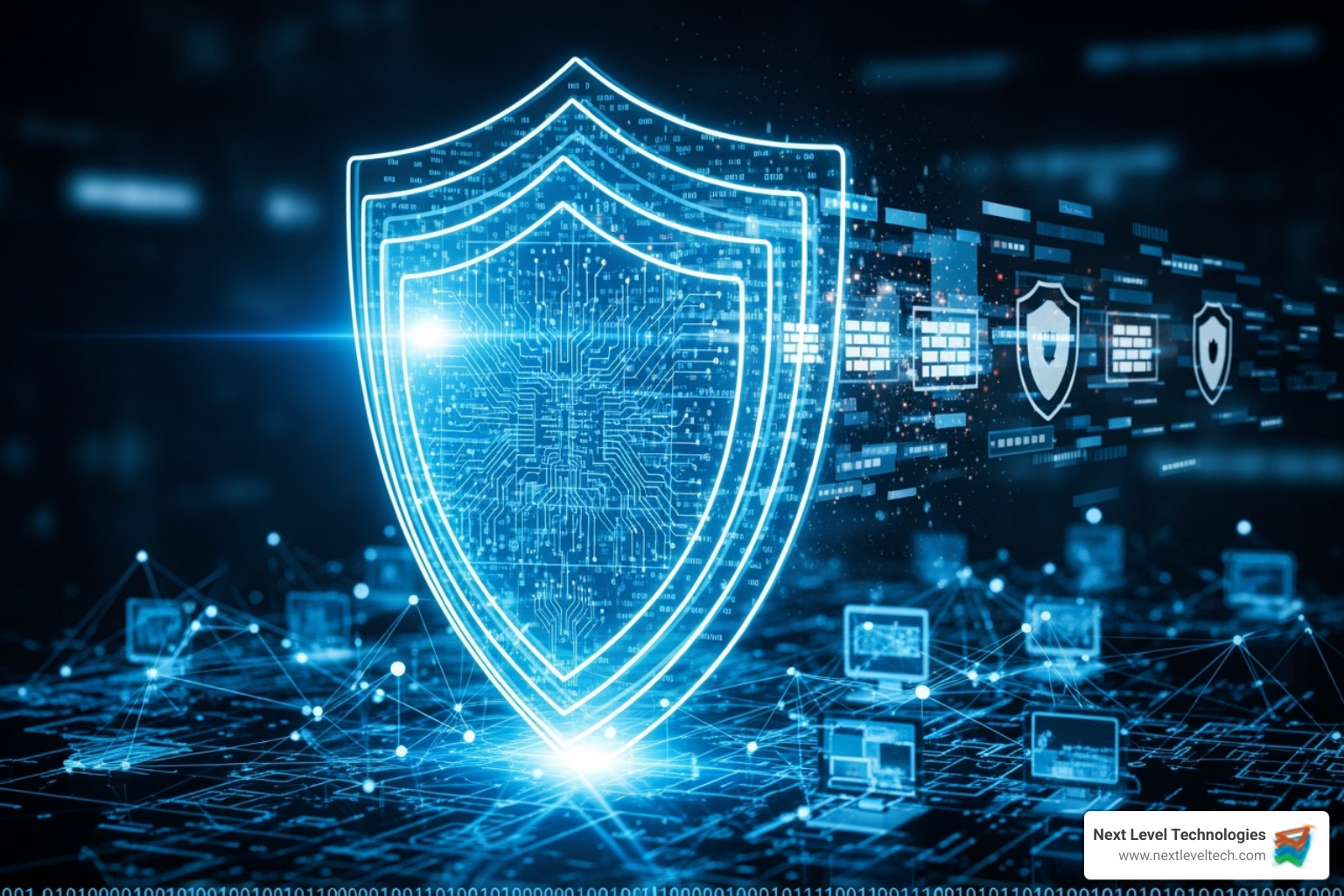 A layered shield protecting a computer network - it security solutions for small and mid sized companies
