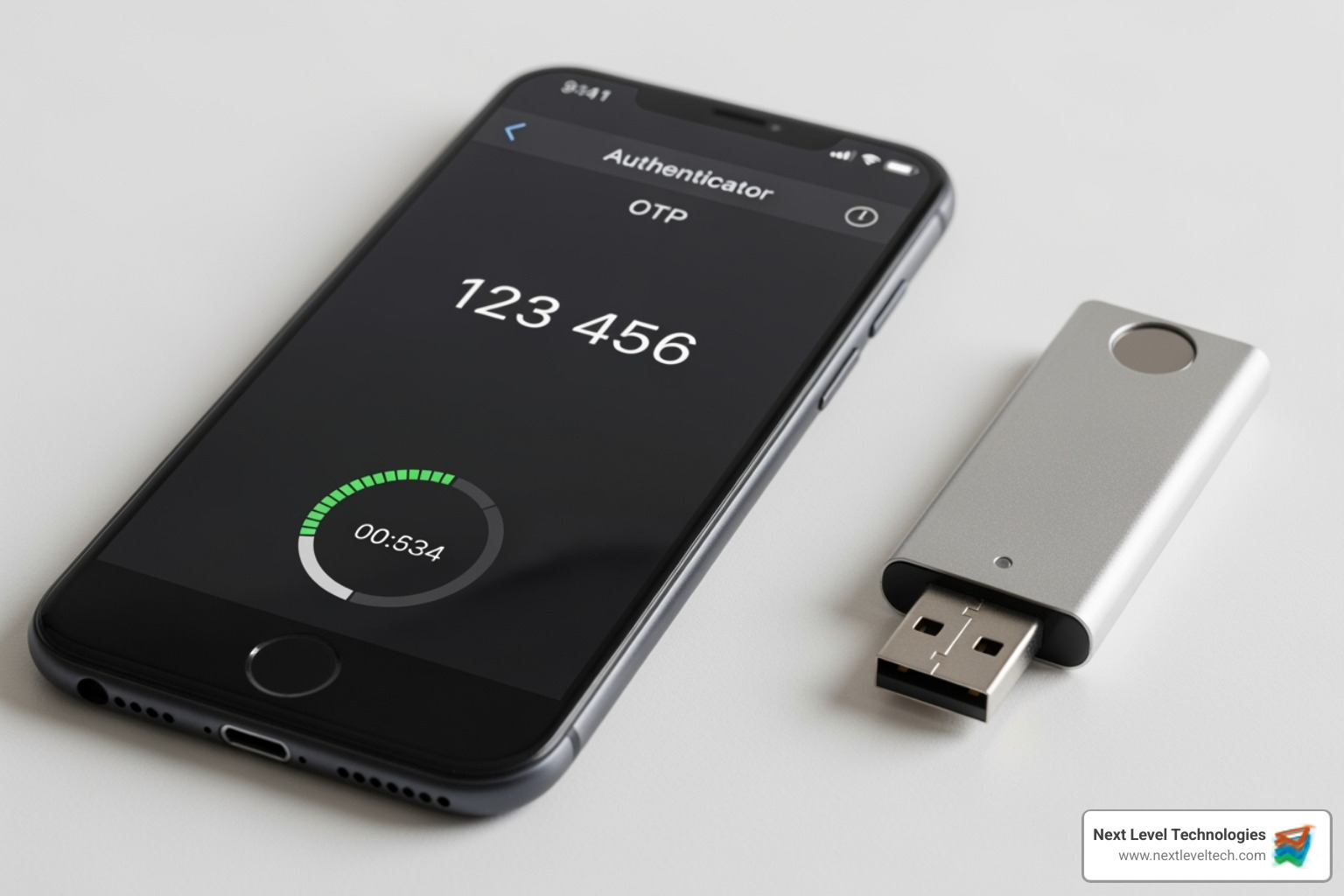 Smartphone with an authenticator app and a physical security key - how does multi factor authentication work