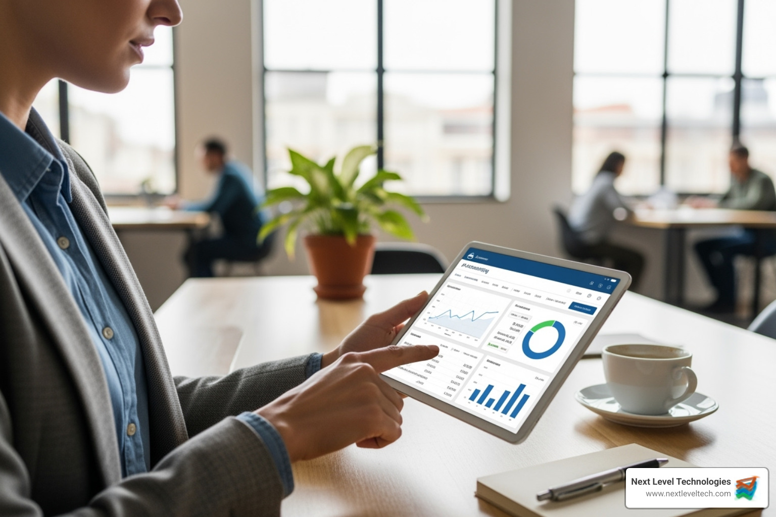A CPA using a cloud-based application on a tablet, demonstrating modern, flexible work - IT support for CPAs A CPA using a cloud-based application on a tablet, demonstrating modern, flexible work - IT support for CPAs