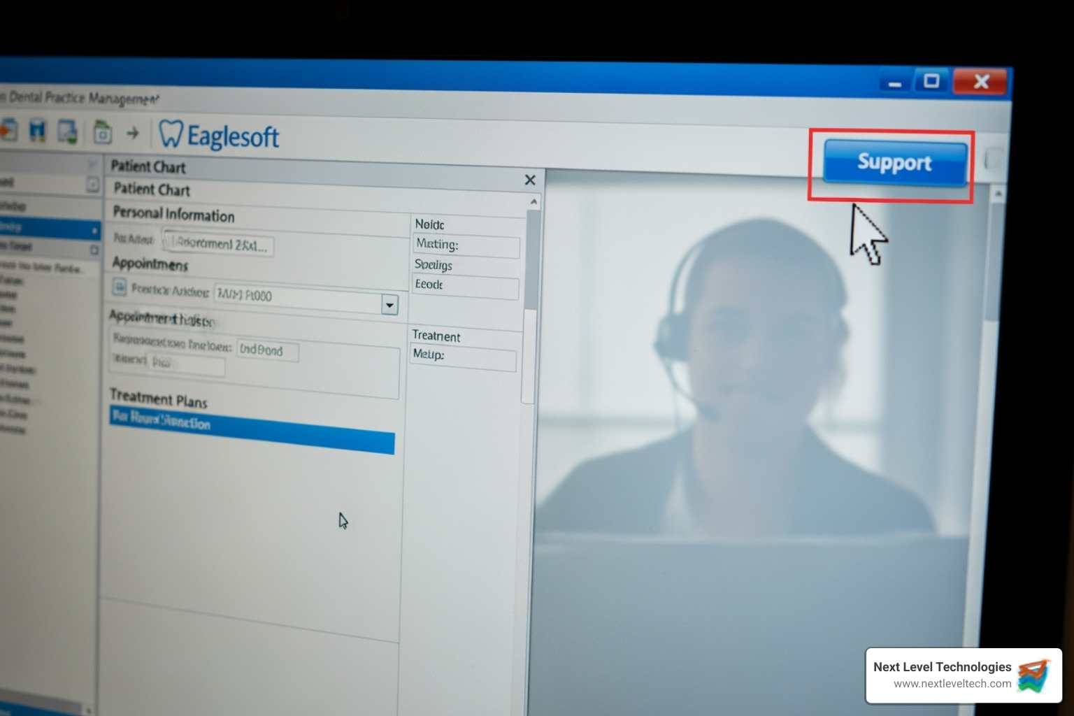 Eaglesoft software interface on a computer screen - eaglesoft support