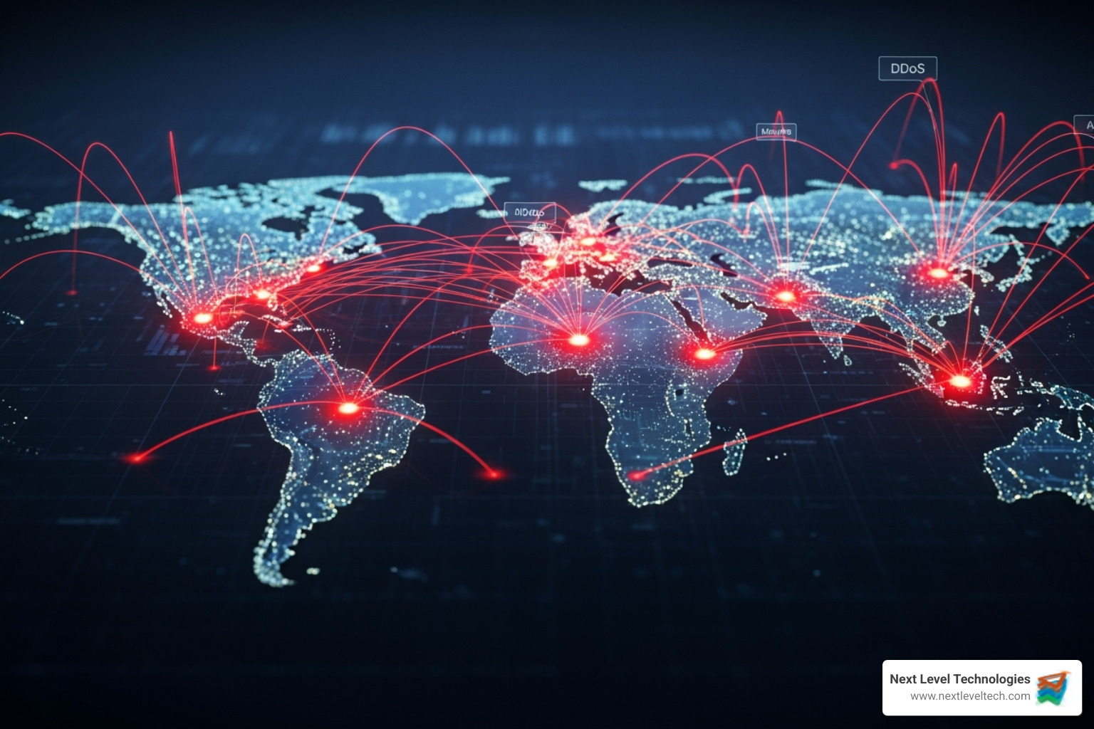 cyber threat map highlighting vulnerabilities in a network - secure remote access