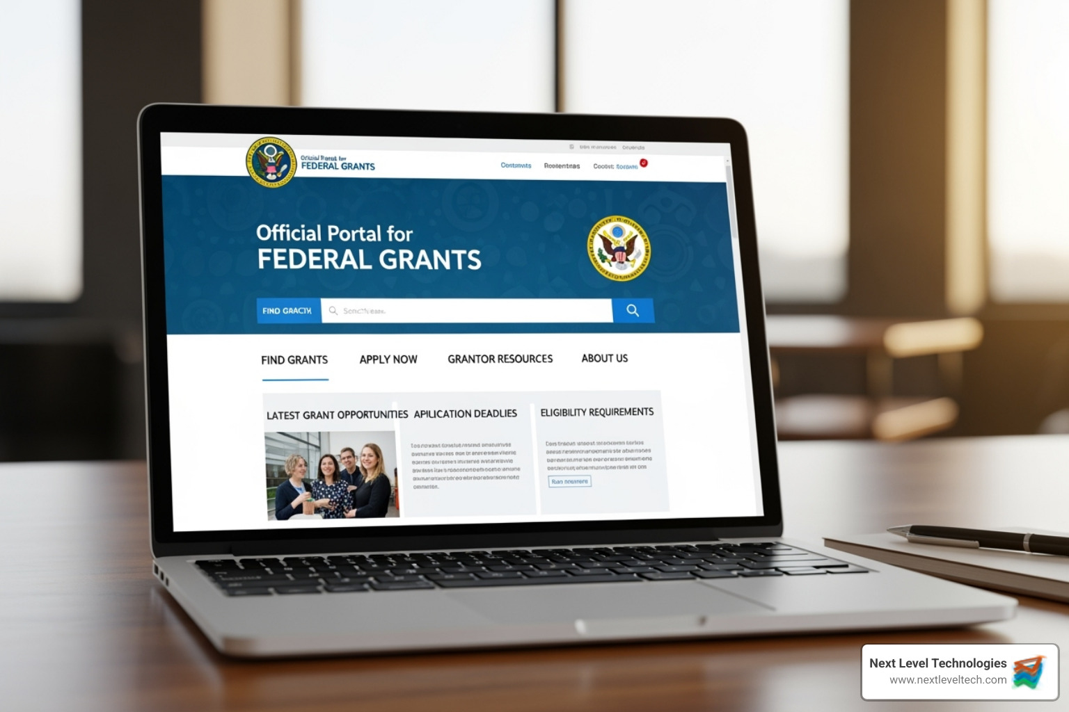 Grants.gov website homepage on a laptop - grant sba