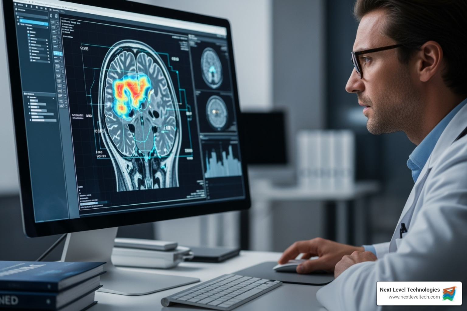 doctor analyzing medical image with AI - Cloud computing healthcare
