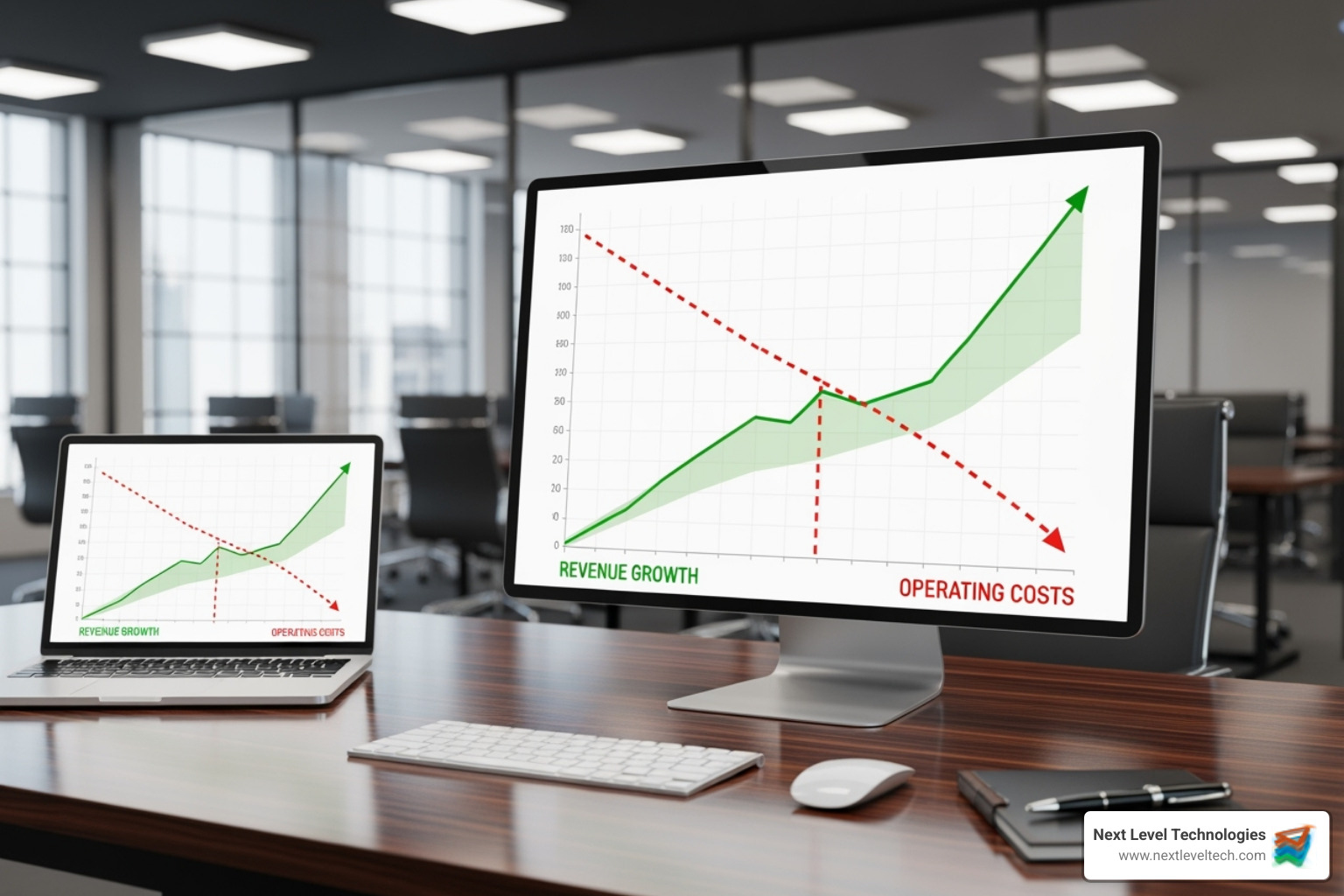 graph showing increased productivity and reduced costs - business IT support
