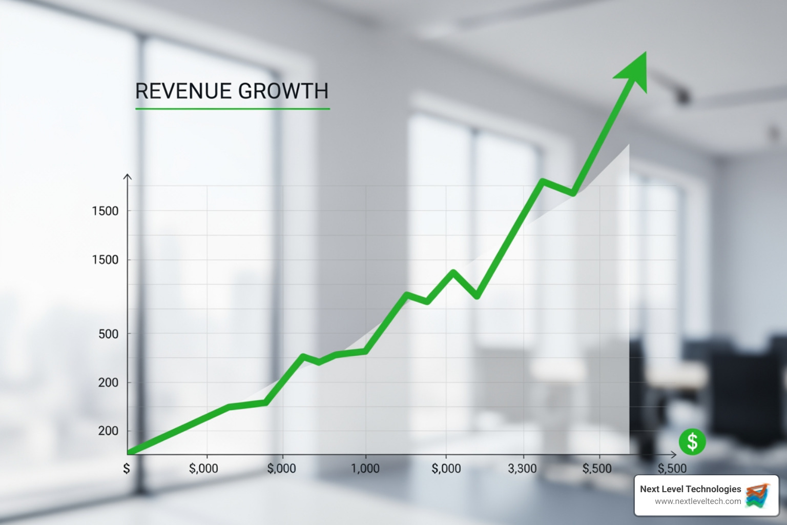 business growth with upward trending chart - technology consulting for businesses