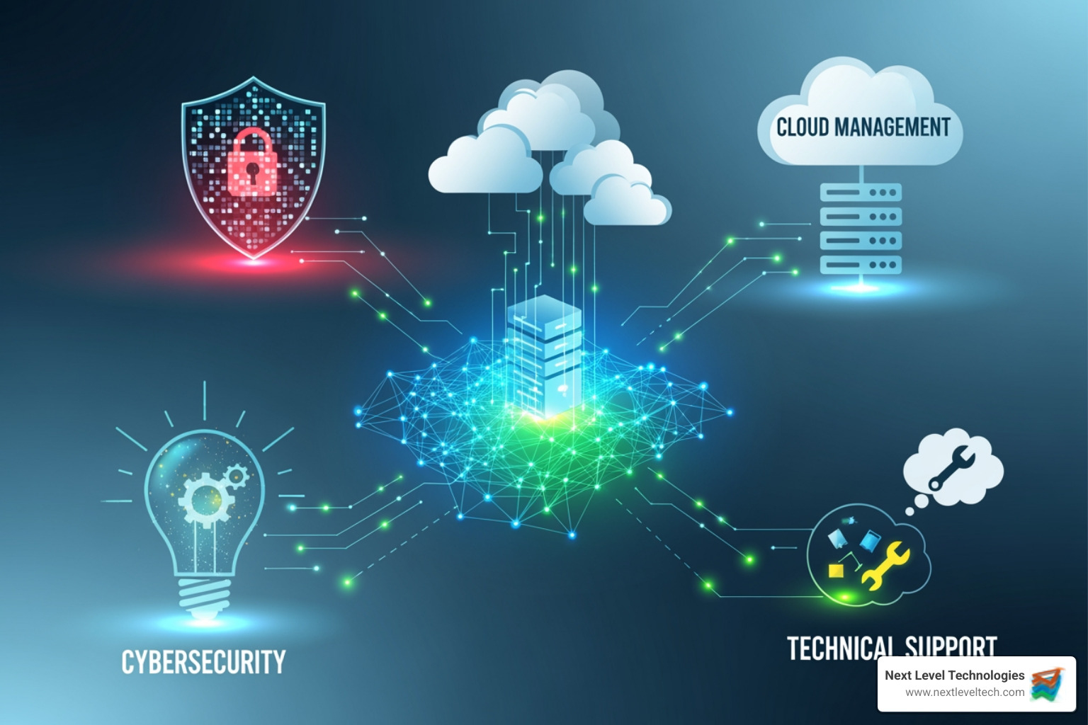 Flowchart showing different IT service offerings for businesses - IT support for business