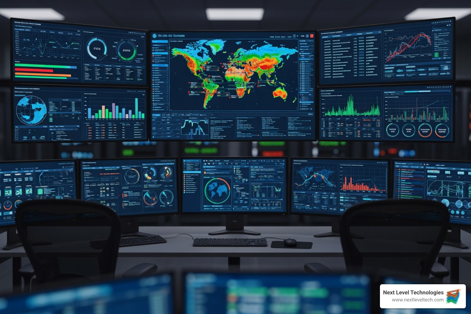 Security dashboard showing various alerts, network activity, and endpoint statuses, indicating active monitoring and threat detection - Remote access solutions Security dashboard showing various alerts, network activity, and endpoint statuses, indicating active monitoring and threat detection - Remote access solutions