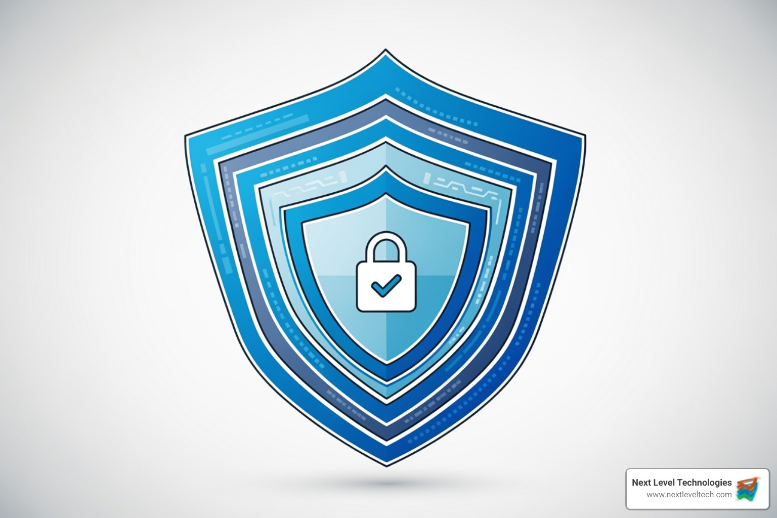 Multi-layered security shield icon - Business IT support Charleston