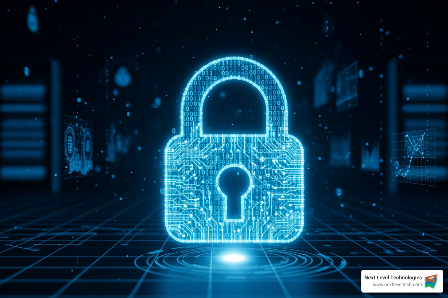 digital lock symbolizing cybersecurity - it support companies near me