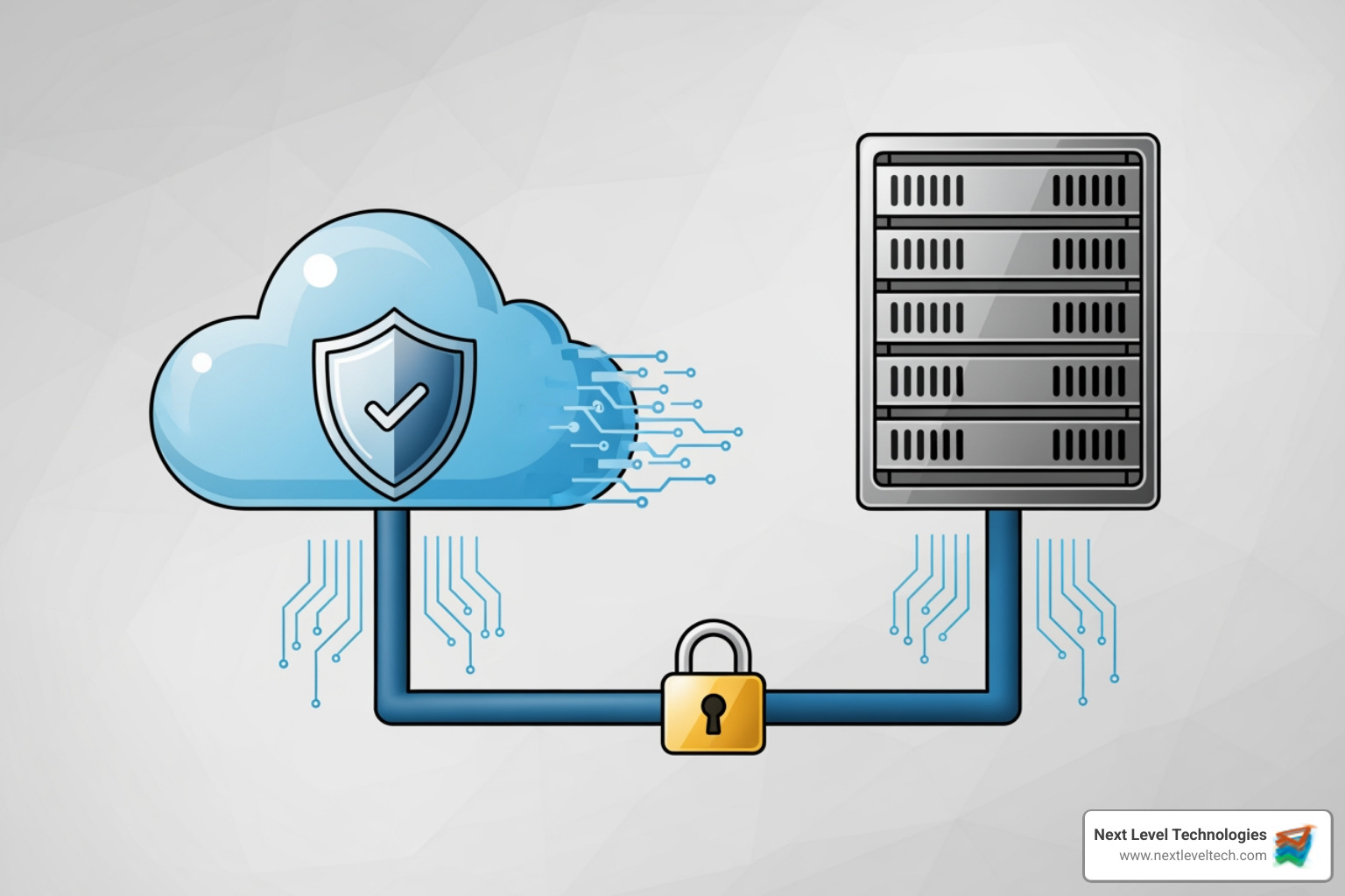 secure cloud and server icon representing hybrid backup - IT services for dentists secure cloud and server icon representing hybrid backup - IT services for dentists