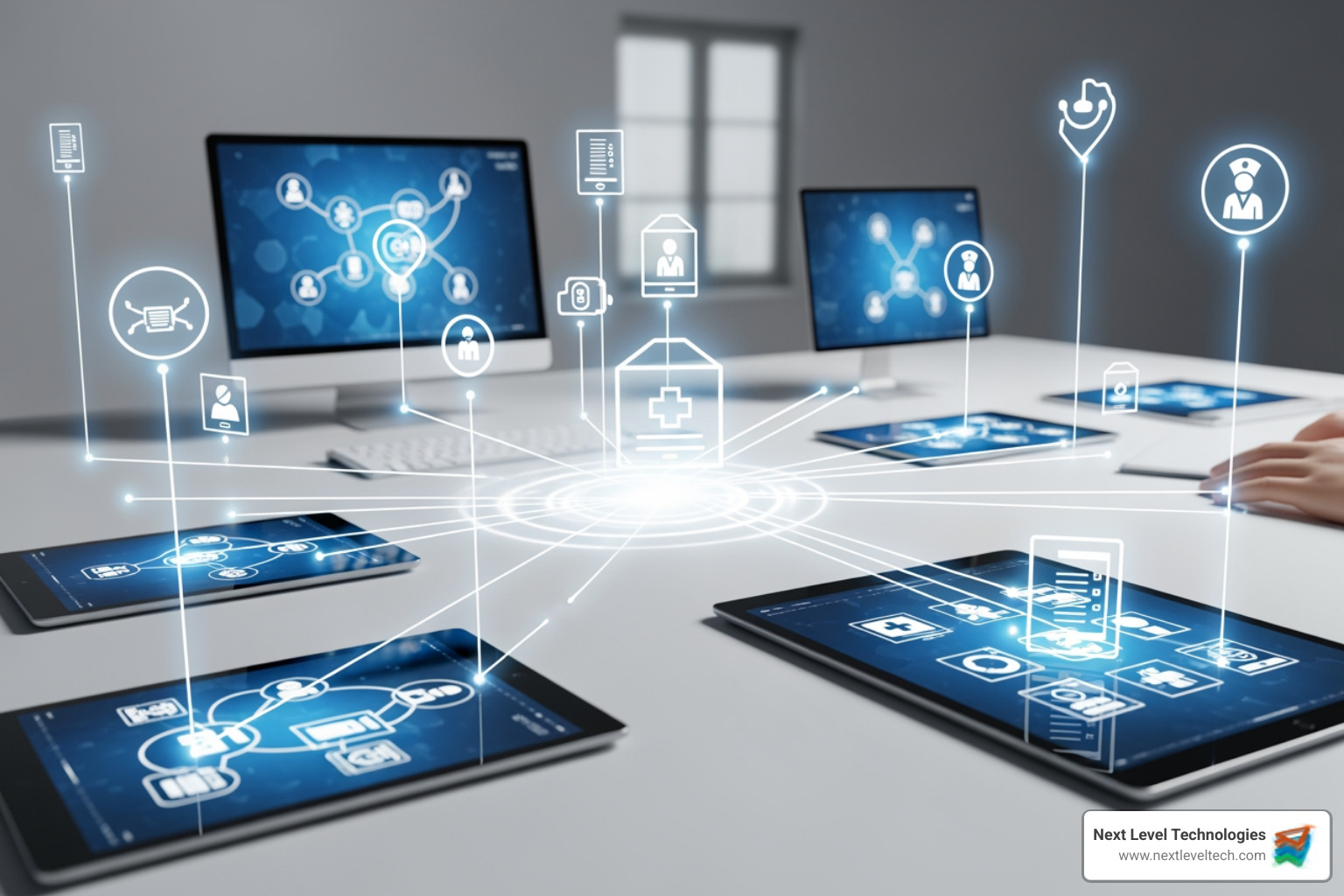 interconnected medical data icons showing the flow of ePHI between providers and patients - it for health interconnected medical data icons showing the flow of ePHI between providers and patients - it for health