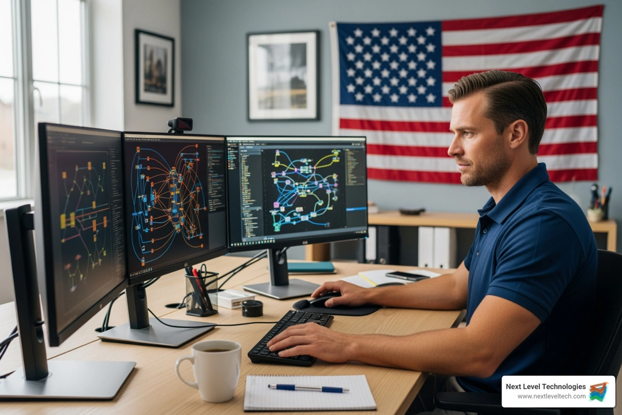 IT professional analyzing network diagrams - it infrastructure management