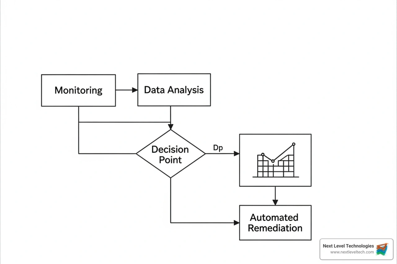 flowchart showing an automated IT workflow - proactive it support