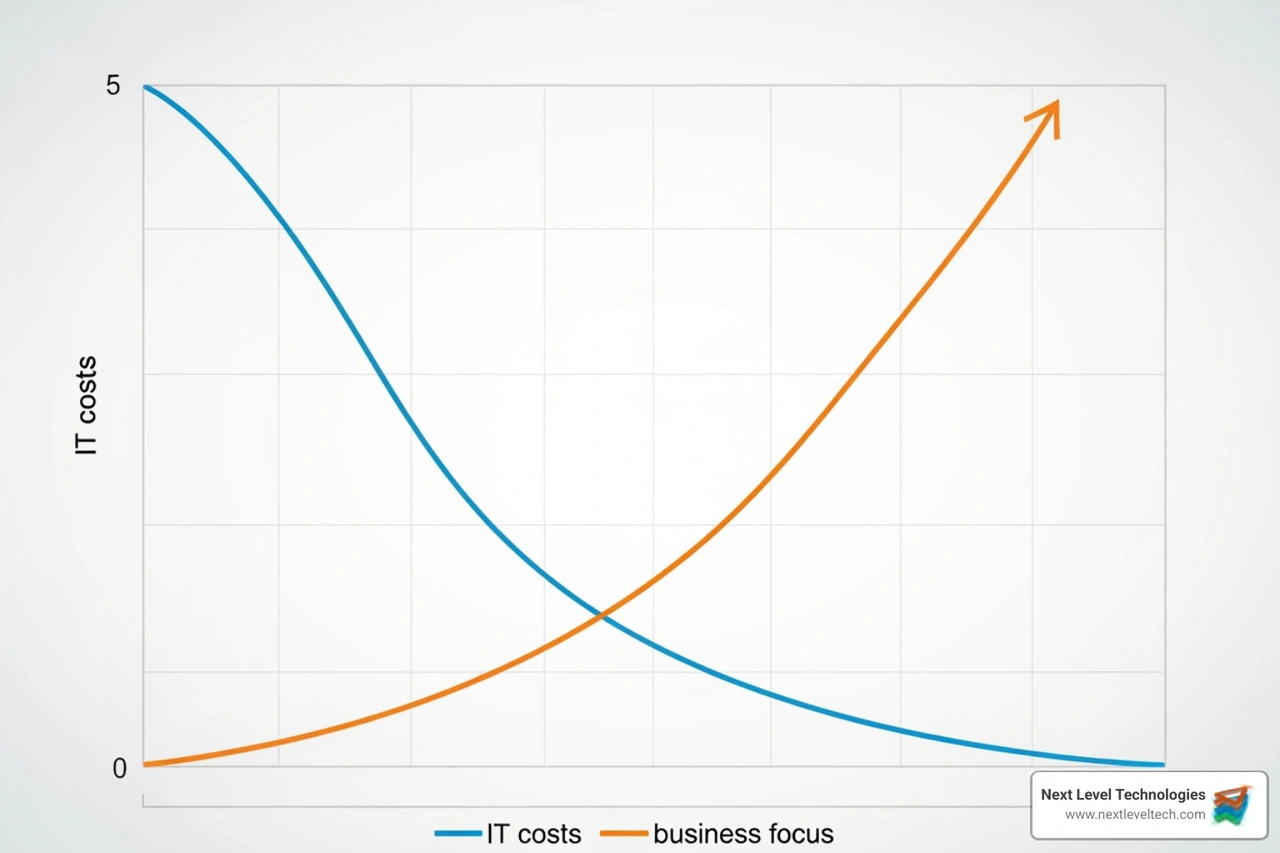 Graph showing reduced IT costs and increased focus on core business activities - Open Source managed services