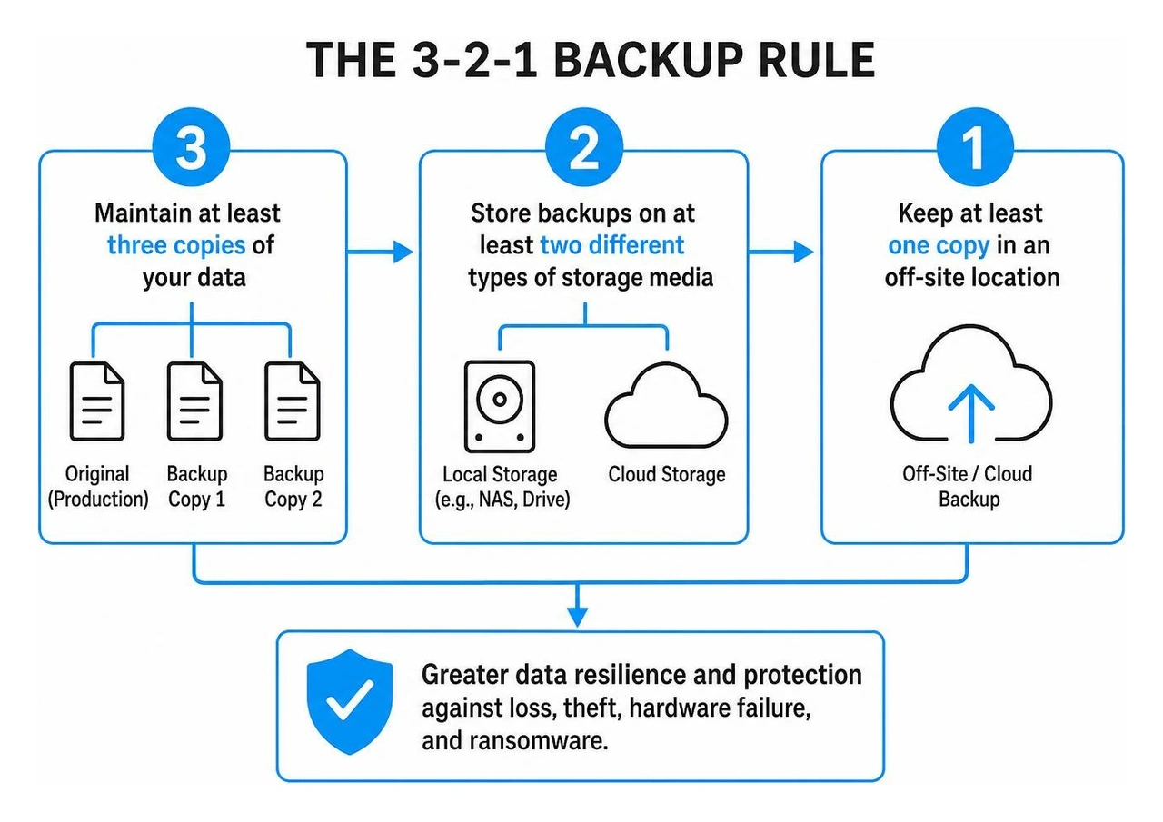 The 3-2-1 backup rule workflow The 3-2-1 backup rule workflow