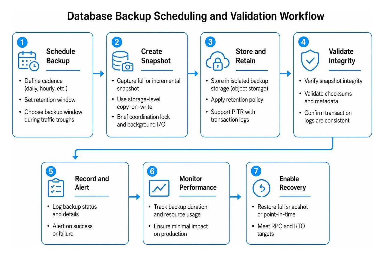 Database backup scheduling and validation workflow Database backup scheduling and validation workflow
