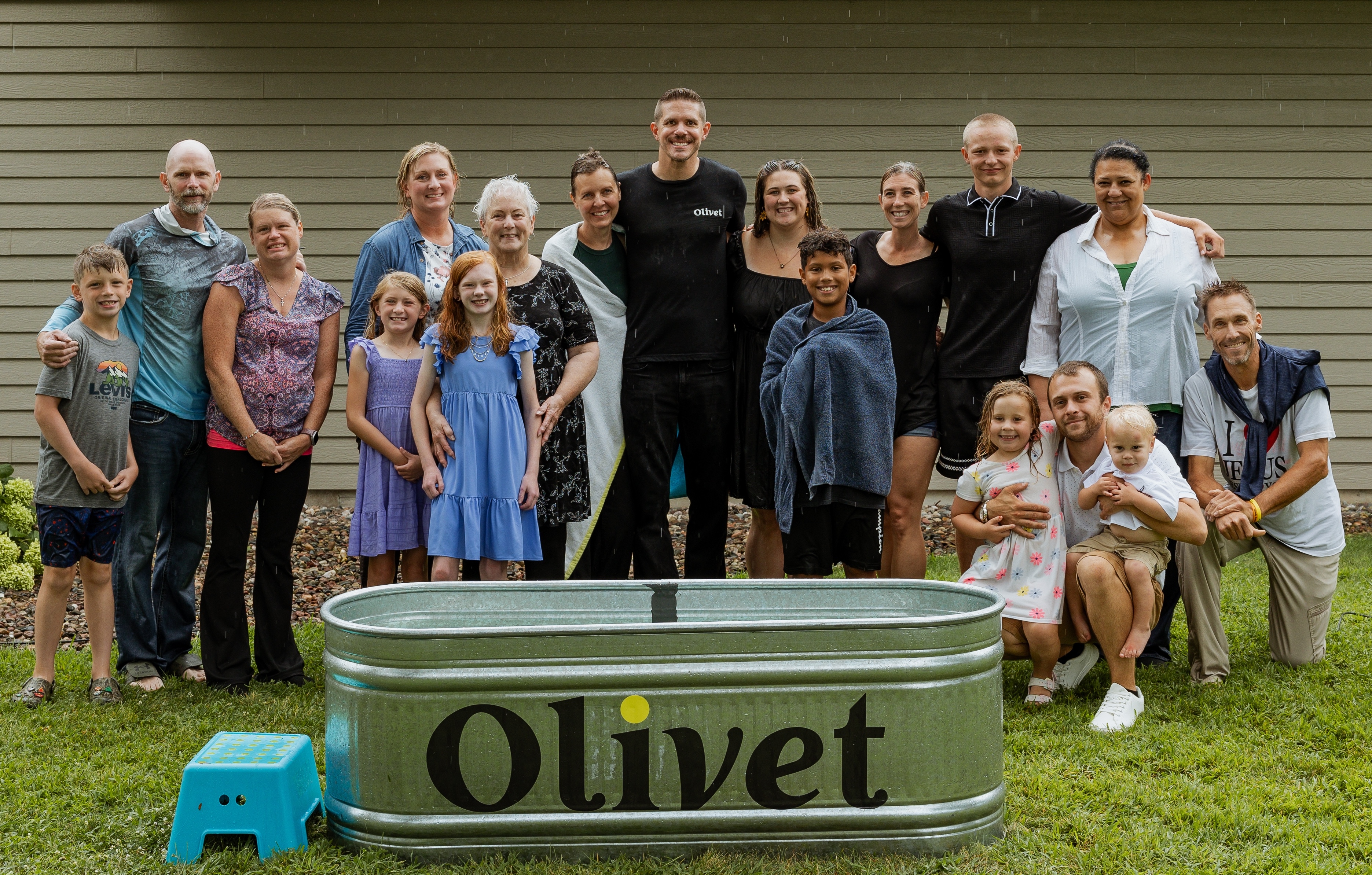 Man raising arms during worship service at Olivet Lutheran Church in La Crosse Wisconsin