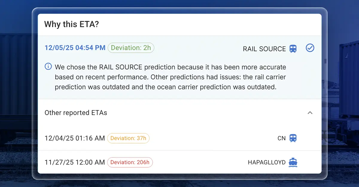 Whether you're managing thousands of containers for strategic accounts, coordinating drayage across multiple terminals, or navigating customs clearance under tight deadlines, explainability transforms visibility from a nice-to-have into a mission-critical tool.