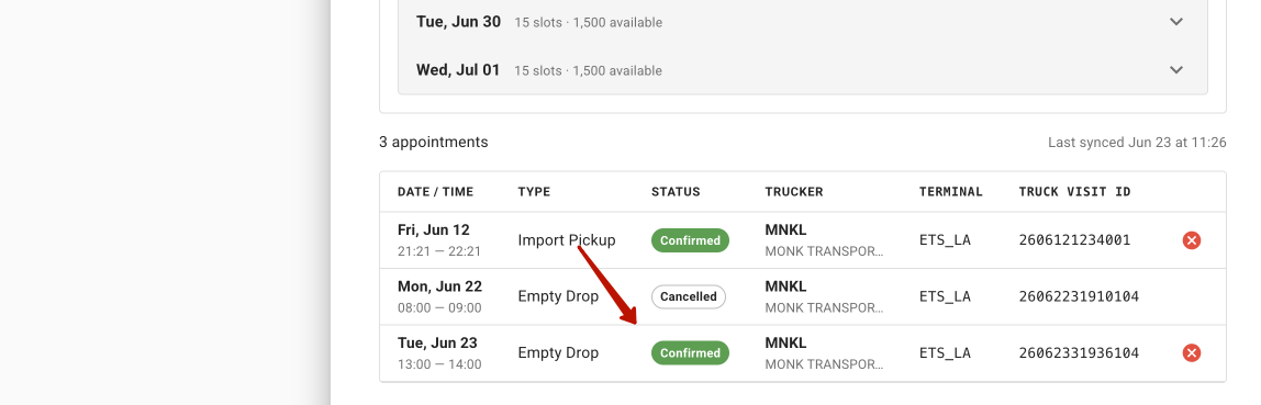 Terminal Appointment Scheduling